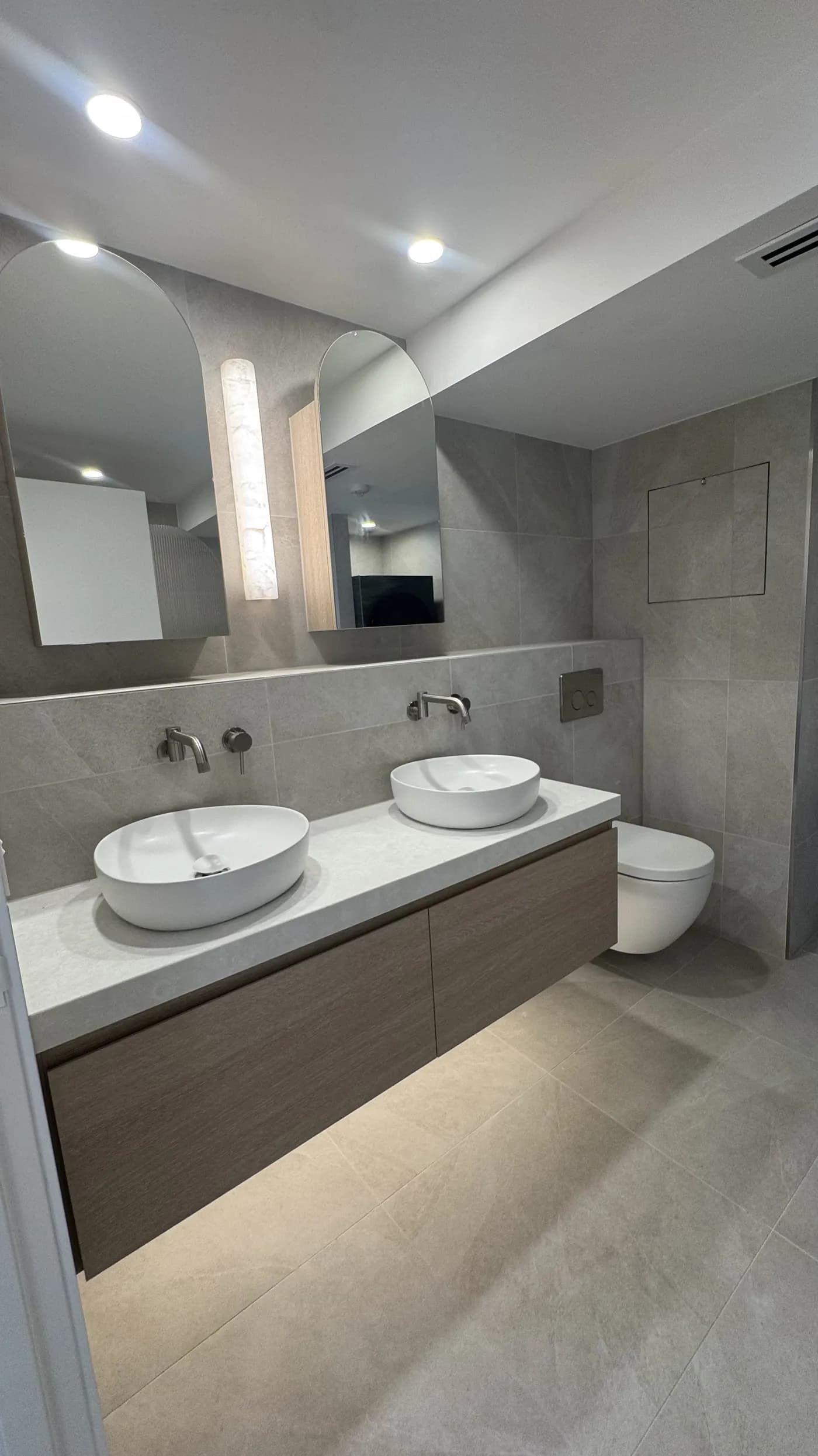Apartment ensuite twin basins — Apartment Renovation, Gold Coast