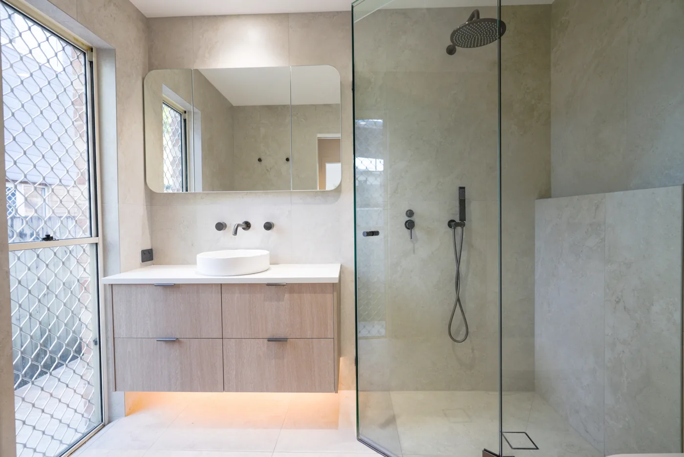 Southport ensuite vanity shower — Full Interior Renovation, Southport